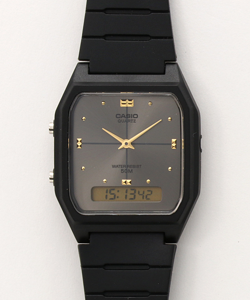 CASIO(カシオ)の「CASIO カシオ/ 日本製クォーツ アナログ デジタルウォッチ スクエアフェイス ラバーベルト 日常生活防水 腕時計 クォーツ /// AWスクエアシリーズ(デジタル腕時計・メンズ・ブラック×シルバー/ブラック系その他/ブラック×ゴールド/ブラック×ブラック・FREE)」の7枚目の写真