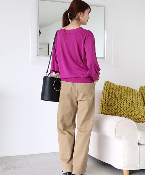 N.（N. Natural Beauty Basic）（エヌエヌナチュラルビューティーベーシック）の「コットンモダールⅢVネックニット（ニット/セーター・レディース・イエロー/パープル/ネイビー/ホワイト/グリーン・MEDIUM）」の12枚目の写真