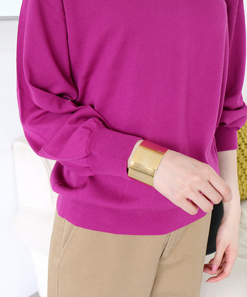 N.（N. Natural Beauty Basic）（エヌエヌナチュラルビューティーベーシック）の「コットンモダールⅢVネックニット（ニット/セーター・レディース・イエロー/パープル/ネイビー/ホワイト/グリーン・MEDIUM）」の14枚目の写真