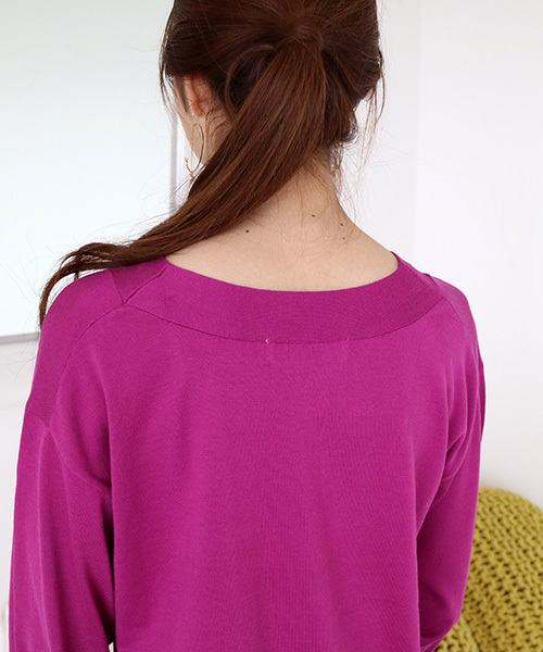 N.（N. Natural Beauty Basic）（エヌエヌナチュラルビューティーベーシック）の「コットンモダールⅢVネックニット（ニット/セーター・レディース・イエロー/パープル/ネイビー/ホワイト/グリーン・MEDIUM）」の15枚目の写真