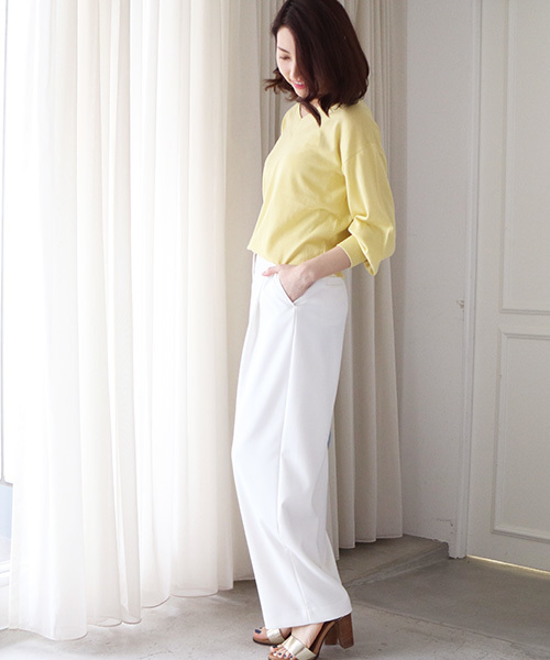 N.（N. Natural Beauty Basic）（エヌエヌナチュラルビューティーベーシック）の「コットンモダールⅢVネックニット（ニット/セーター・レディース・イエロー/パープル/ネイビー/ホワイト/グリーン・MEDIUM）」の17枚目の写真