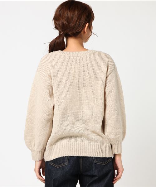 Samansa Mos2（サマンサ モスモス）の「透かし柄ニットプルオーバー（ニット/セーター・レディース・カーキ/モカ/キナリ・ﾌﾘ-）」の4枚目の写真