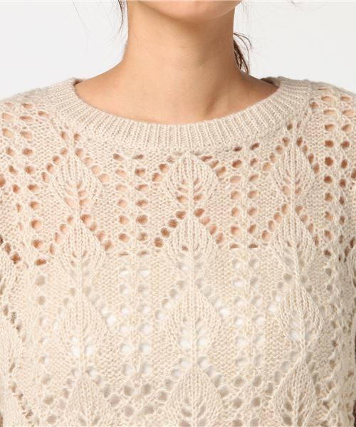 Samansa Mos2（サマンサ モスモス）の「透かし柄ニットプルオーバー（ニット/セーター・レディース・カーキ/モカ/キナリ・ﾌﾘ-）」の8枚目の写真