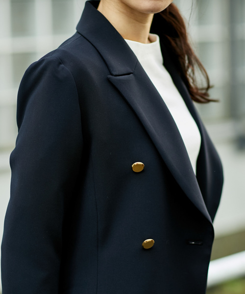 RIVE DROITE（リヴドロワ）の「【好評につき追加！】メタル釦ダブルロングジャケット（テーラードジャケット・レディース・ネイビー・FREE）」の9枚目の写真