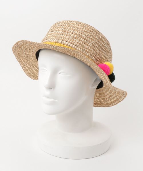 チャイハネ（チャイハネ）の「【チャイハネ】メキシカンカラーポンポンハット（ハット・レディース・ブラック/ベージュ・FREE）」の3枚目の写真