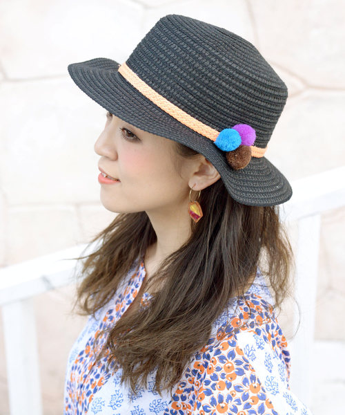 チャイハネ（チャイハネ）の「【チャイハネ】メキシカンカラーポンポンハット（ハット・レディース・ブラック/ベージュ・FREE）」の7枚目の写真