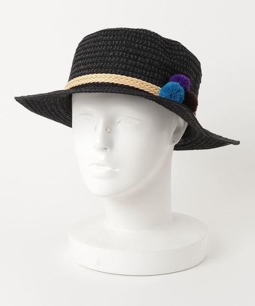 チャイハネ（チャイハネ）の「【チャイハネ】メキシカンカラーポンポンハット（ハット・レディース・ブラック/ベージュ・FREE）」の8枚目の写真