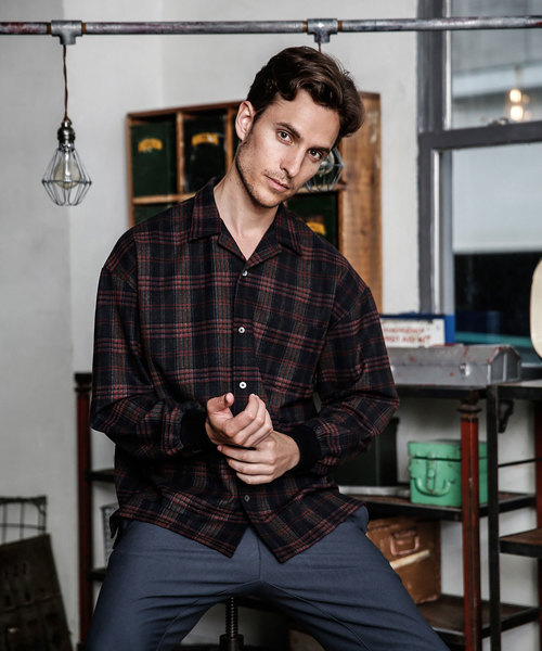 MR.OLIVE(ミスターオリーブ)の「STRETCH T/R TARTAN CHECK / BIG SILHOUETTE RIB CUFFS SHIRT(シャツ/ブラウス・メンズ・ブラック/ベージュ・SMALL/MEDIUM/LARGE)」の14枚目の写真