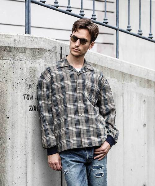 MR.OLIVE(ミスターオリーブ)の「STRETCH T/R TARTAN CHECK / BIG SILHOUETTE RIB CUFFS SHIRT(シャツ/ブラウス・メンズ・ブラック/ベージュ・SMALL/MEDIUM/LARGE)」の15枚目の写真