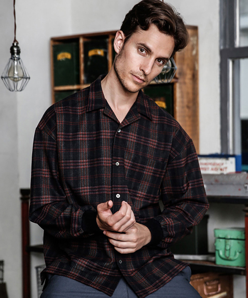 MR.OLIVE(ミスターオリーブ)の「STRETCH T/R TARTAN CHECK / BIG SILHOUETTE RIB CUFFS SHIRT(シャツ/ブラウス・メンズ・ブラック/ベージュ・SMALL/MEDIUM/LARGE)」の16枚目の写真