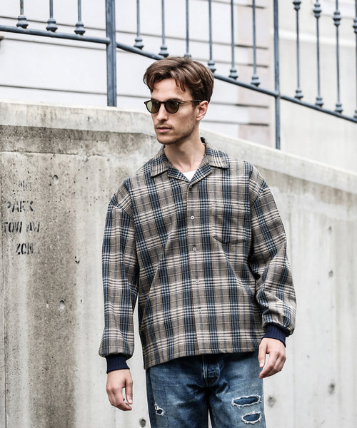 MR.OLIVE(ミスターオリーブ)の「STRETCH T/R TARTAN CHECK / BIG SILHOUETTE RIB CUFFS SHIRT(シャツ/ブラウス・メンズ・ブラック/ベージュ・SMALL/MEDIUM/LARGE)」の18枚目の写真