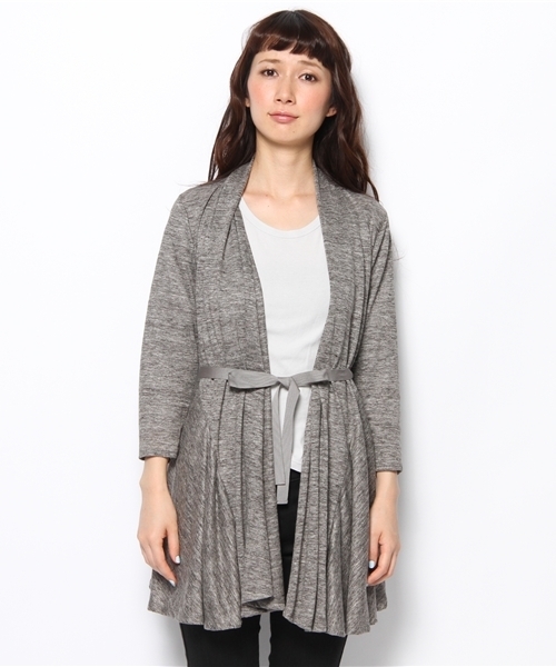 SHIPS for women(シップスフォーウィメン)の「③312210464リネンジャージーペプラム カーディガン(カーディガン/ボレロ・レディース・グレー/ブラック/ベージュ・ONE SIZE)」の4枚目の写真