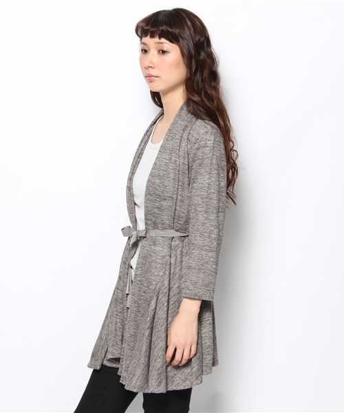 SHIPS for women(シップスフォーウィメン)の「③312210464リネンジャージーペプラム カーディガン(カーディガン/ボレロ・レディース・グレー/ブラック/ベージュ・ONE SIZE)」の5枚目の写真