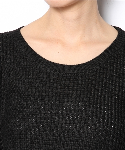 mystic（ミスティック）の「ショートワッフルプルオーバー（ニット/セーター・レディース・ブルー/アイボリー/キャメル/ブラック/グレー・ﾌﾘ-）」の9枚目の写真