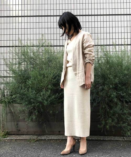 Munich（ミューニック）の「コットンリブジャージVネックプルオーバー【セットアップ可】（Tシャツ/カットソー・レディース・ネイビー/ナチュラル/グレイッシュベージュ/ライトブルー/ホワイト/ブラック・FREE）」の17枚目の写真