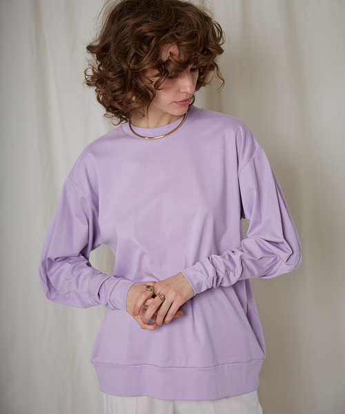 MAISON SPECIAL(メゾンスペシャル)の「バナナスリーブスウェットトップス 【MAISON SPECIAL/メゾンスペシャル】(Tシャツ/カットソー・レディース・ホワイト/ブラック/ラベンダー・FREE)」の3枚目の写真