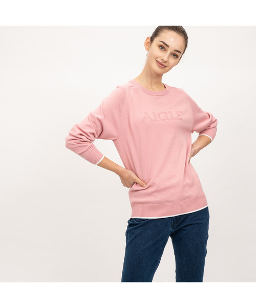 AIGLE(エーグル)の「Wロゴニットプルオーバー(ニット/セーター・レディース・ホワイト/ピンク/ダークネイビー・SMALL/MEDIUM/LARGE)」の3枚目の写真