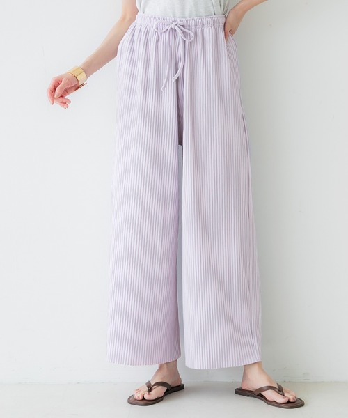 coca（coca）（コカ）の「リブワイドパンツ/カットオフ可能（その他パンツ・レディース・ベージュ/アイボリー/ブラック/イエロー/ピンク系その他/グレイッシュベージュ/ライトブルー/グリーン/ブラウン/ネイビー/マスタード/チャコールグレー/ライトピンク/カーキ/ブルー/ダークベージュ/ライトグリーン/レッド/チャコール/ワイン/ダークグリーン/ライトベージュ/ラベンダー/ダークブルー/ホワイト・ONE SIZE/LONG/SHORT/S/M/L）」の20枚目の写真