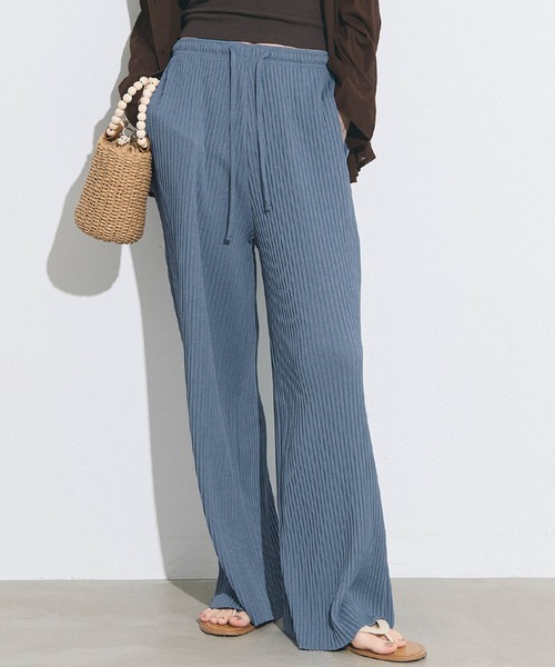 coca（coca）（コカ）の「リブワイドパンツ/カットオフ可能（その他パンツ・レディース・ベージュ/アイボリー/ブラック/イエロー/ピンク系その他/グレイッシュベージュ/ライトブルー/グリーン/ブラウン/ネイビー/マスタード/チャコールグレー/ライトピンク/カーキ/ブルー/ダークベージュ/ライトグリーン/レッド/チャコール/ワイン/ダークグリーン/ライトベージュ/ラベンダー/ダークブルー/ホワイト・ONE SIZE/LONG/SHORT/S/M/L）」の19枚目の写真