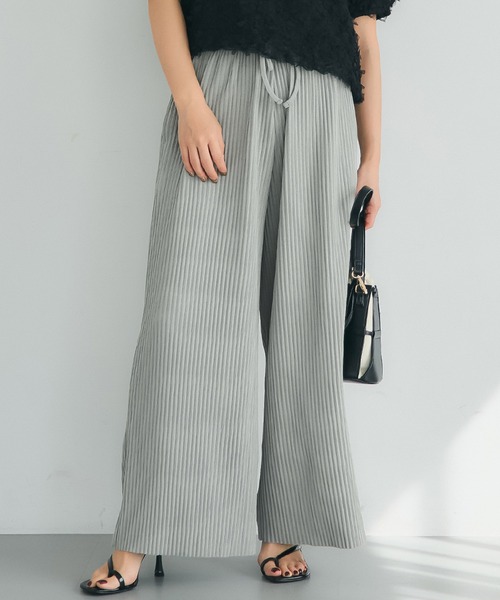 coca（coca）（コカ）の「リブワイドパンツ/カットオフ可能（その他パンツ・レディース・ベージュ/アイボリー/ブラック/イエロー/ピンク系その他/グレイッシュベージュ/ライトブルー/グリーン/ブラウン/ネイビー/マスタード/チャコールグレー/ライトピンク/カーキ/ブルー/ダークベージュ/ライトグリーン/レッド/チャコール/ワイン/ダークグリーン/ライトベージュ/ラベンダー/ダークブルー/ホワイト・ONE SIZE/LONG/SHORT/S/M/L）」の13枚目の写真