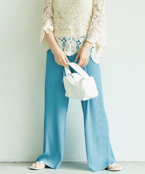 coca（coca）（コカ）の「リブワイドパンツ/カットオフ可能（その他パンツ・レディース・ベージュ/アイボリー/ブラック/イエロー/ピンク系その他/グレイッシュベージュ/ライトブルー/グリーン/ブラウン/ネイビー/マスタード/チャコールグレー/ライトピンク/カーキ/ブルー/ダークベージュ/ライトグリーン/レッド/チャコール/ワイン/ダークグリーン/ライトベージュ/ラベンダー/ダークブルー/ホワイト・ONE SIZE/LONG/SHORT/S/M/L）」の18枚目の写真