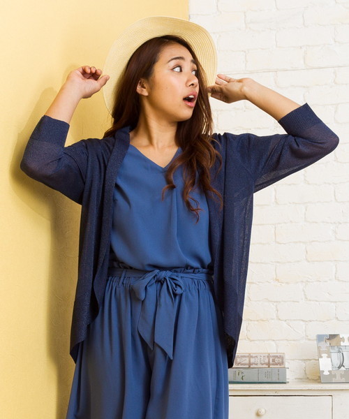 EVLOVE(イヴロヴ)の「スパークナイロンボレロカーディガン(カーディガン/ボレロ・レディース・グレー/ネイビー/イエロー・17号/15号)」の3枚目の写真