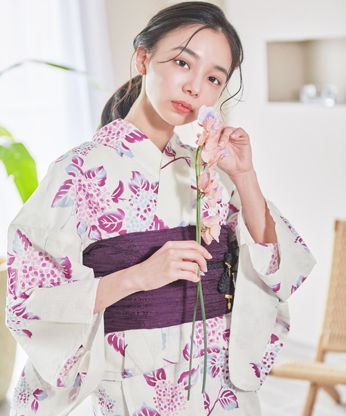 Dita 浴衣 （ゆかた・しわへこ帯・下駄・着付け本・腰ひも） 7/8セール！♡ Dita 浴衣 1人で着られる浴衣5点セット（ゆかた・しわへこ帯