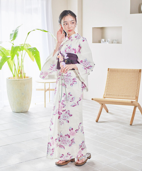 1人で着られる浴衣5点セット （ゆかた・兵児帯・下駄・着付け本・腰ひも） セール】1人で着られる浴衣5点セット（ゆかた・しわへこ帯・下駄