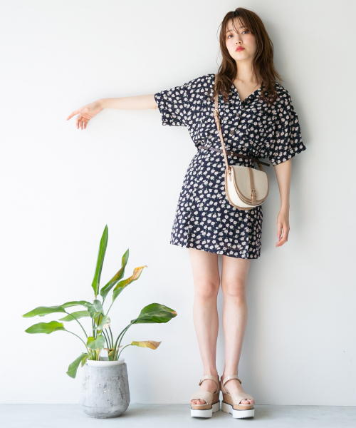 Heather(ヘザー)の「コバナガラカイキンシャツ 838839(シャツ/ブラウス・レディース・グリーン/ネイビー・FREE)」の13枚目の写真