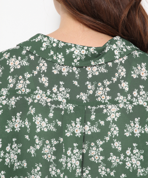 Heather(ヘザー)の「コバナガラカイキンシャツ 838839(シャツ/ブラウス・レディース・グリーン/ネイビー・FREE)」の8枚目の写真