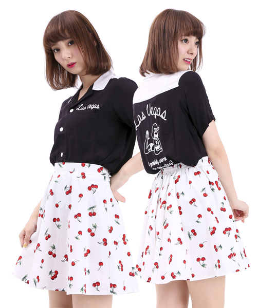 WEGO（ウィゴー）の「WEGO/刺繍ボーリングシャツ（シャツ/ブラウス・レディース・オフホワイト/ホワイト系その他/ブラック/ライトパープル・FREE）」の3枚目の写真