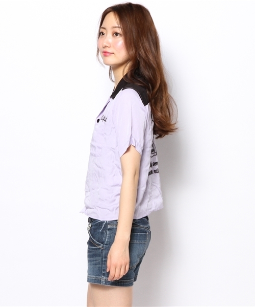 WEGO（ウィゴー）の「WEGO/刺繍ボーリングシャツ（シャツ/ブラウス・レディース・オフホワイト/ホワイト系その他/ブラック/ライトパープル・FREE）」の12枚目の写真