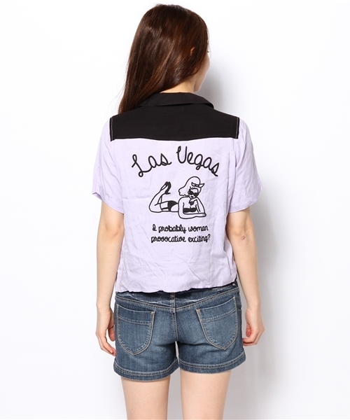 WEGO（ウィゴー）の「WEGO/刺繍ボーリングシャツ（シャツ/ブラウス・レディース・オフホワイト/ホワイト系その他/ブラック/ライトパープル・FREE）」の11枚目の写真