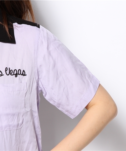 WEGO（ウィゴー）の「WEGO/刺繍ボーリングシャツ（シャツ/ブラウス・レディース・オフホワイト/ホワイト系その他/ブラック/ライトパープル・FREE）」の9枚目の写真