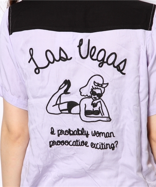 WEGO（ウィゴー）の「WEGO/刺繍ボーリングシャツ（シャツ/ブラウス・レディース・オフホワイト/ホワイト系その他/ブラック/ライトパープル・FREE）」の7枚目の写真