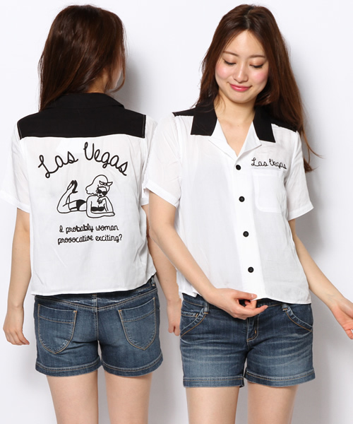 WEGO（ウィゴー）の「WEGO/刺繍ボーリングシャツ（シャツ/ブラウス・レディース・オフホワイト/ホワイト系その他/ブラック/ライトパープル・FREE）」の16枚目の写真