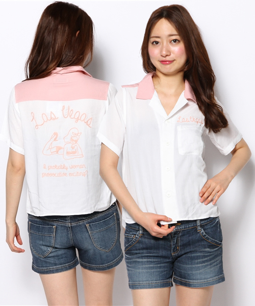 WEGO（ウィゴー）の「WEGO/刺繍ボーリングシャツ（シャツ/ブラウス・レディース・オフホワイト/ホワイト系その他/ブラック/ライトパープル・FREE）」の17枚目の写真