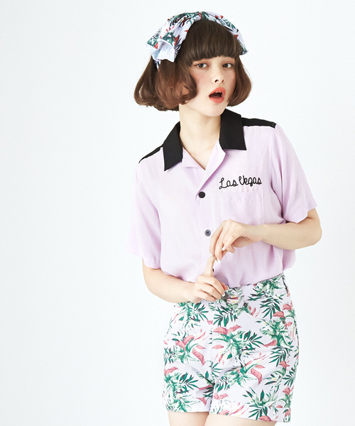 WEGO（ウィゴー）の「WEGO/刺繍ボーリングシャツ（シャツ/ブラウス・レディース・オフホワイト/ホワイト系その他/ブラック/ライトパープル・FREE）」の18枚目の写真