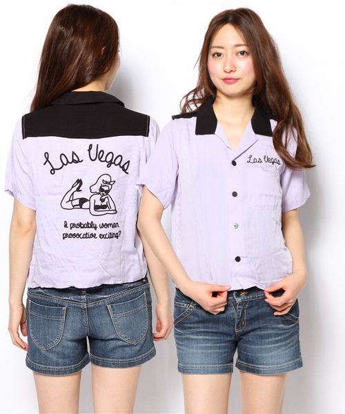 WEGO（ウィゴー）の「WEGO/刺繍ボーリングシャツ（シャツ/ブラウス・レディース・オフホワイト/ホワイト系その他/ブラック/ライトパープル・FREE）」の15枚目の写真