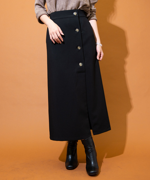 Aunt Marie's（アントマリーズ）の「AUNT MARIE'S フロントボタンT/Rタイトロングスカート（スカート・レディース・ブラック/アイボリー・FREE）」の6枚目の写真