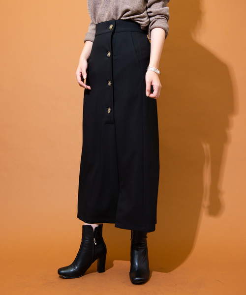 Aunt Marie's（アントマリーズ）の「AUNT MARIE'S フロントボタンT/Rタイトロングスカート（スカート・レディース・ブラック/アイボリー・FREE）」の7枚目の写真