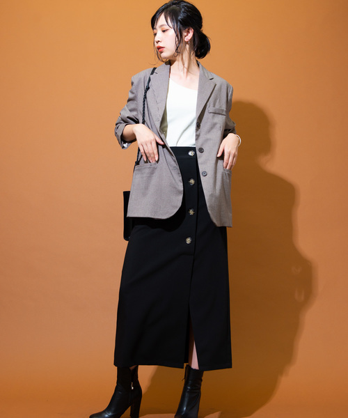 Aunt Marie's（アントマリーズ）の「AUNT MARIE'S フロントボタンT/Rタイトロングスカート（スカート・レディース・ブラック/アイボリー・FREE）」の9枚目の写真