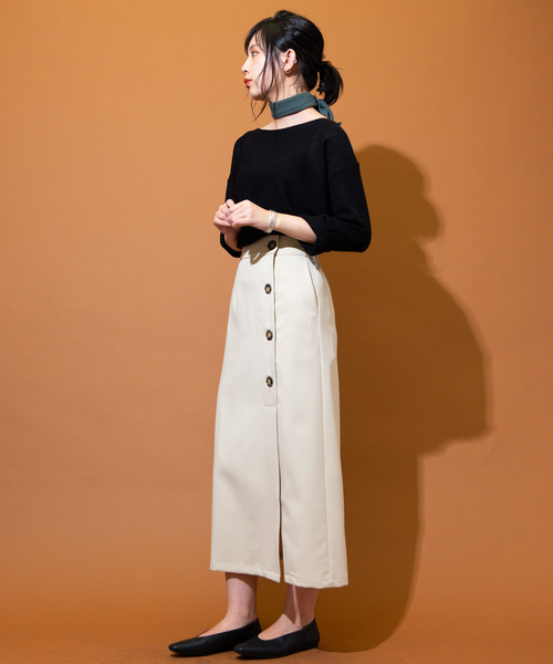 Aunt Marie's（アントマリーズ）の「AUNT MARIE'S フロントボタンT/Rタイトロングスカート（スカート・レディース・ブラック/アイボリー・FREE）」の14枚目の写真