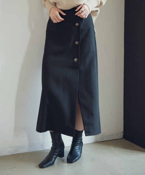 Aunt Marie's（アントマリーズ）の「AUNT MARIE'S フロントボタンT/Rタイトロングスカート（スカート・レディース・ブラック/アイボリー・FREE）」の22枚目の写真