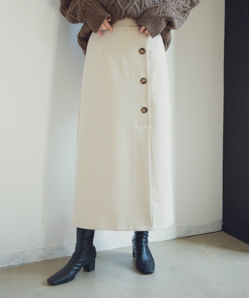 Aunt Marie's（アントマリーズ）の「AUNT MARIE'S フロントボタンT/Rタイトロングスカート（スカート・レディース・ブラック/アイボリー・FREE）」の17枚目の写真