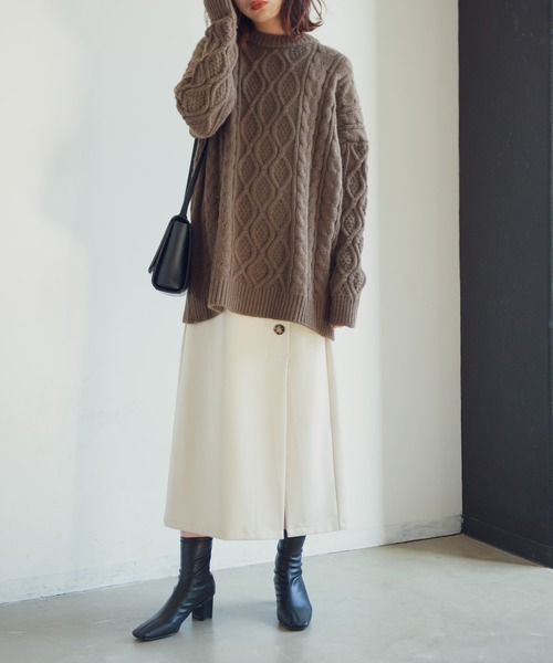 Aunt Marie's（アントマリーズ）の「AUNT MARIE'S フロントボタンT/Rタイトロングスカート（スカート・レディース・ブラック/アイボリー・FREE）」の19枚目の写真