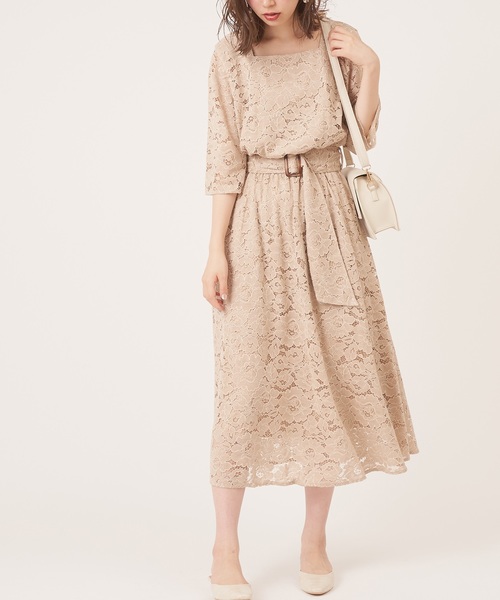 natural couture(ナチュラルクチュール)の「前後2WAY太ベルトワンピース(ワンピース・レディース・ブラック/ベージュ/モカ/サックスブルー・FREE)」の3枚目の写真