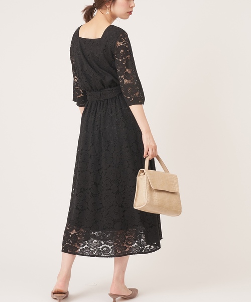 natural couture(ナチュラルクチュール)の「前後2WAY太ベルトワンピース(ワンピース・レディース・ブラック/ベージュ/モカ/サックスブルー・FREE)」の6枚目の写真