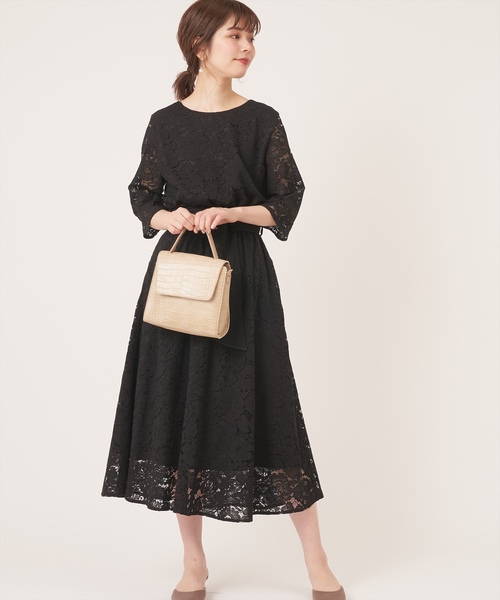 natural couture(ナチュラルクチュール)の「前後2WAY太ベルトワンピース(ワンピース・レディース・ブラック/ベージュ/モカ/サックスブルー・FREE)」の7枚目の写真
