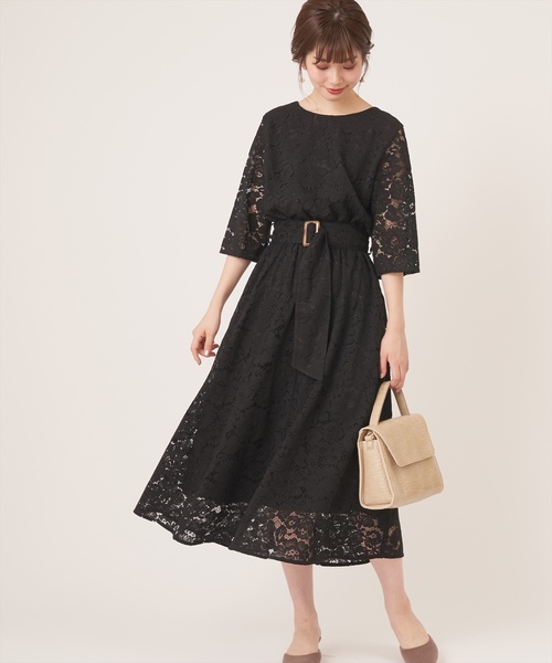 natural couture(ナチュラルクチュール)の「前後2WAY太ベルトワンピース(ワンピース・レディース・ブラック/ベージュ/モカ/サックスブルー・FREE)」の8枚目の写真